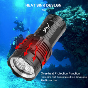 High Power 5 LED Diving Flashlight Waterproof original ipx8 waterproof flashlight underwater flashlight for fishing deep diving torch light powerful rechargeable diving lantern 10000lm flashlight super brigh Professional Scuba Max 200M divers flashlight