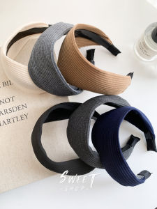 South Korea Gray Wide Edge Knitted Headband Hair Band Send Card Blogger Same Style Ins Easiest for Match Atmosphere