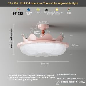 OUCHAO | Princess Design Crown Crystal Ceiling Light Eye Protection