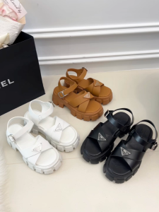 YOTO New 6.5cm Platform Sandals For Women Leather Single-Strap Open Toe Non-Slip Sole Sandals