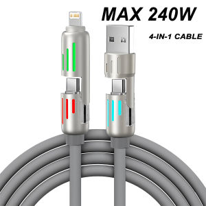 240W PD 4-IN-1 USB Type C to Type C Fast Charging Data Cable 1M For iPhone 16 Pro Max 15 iPad Xiaomi Samsung Tablet