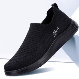 BURUIJING | Elastic Wide Comfortable Soft-soled Canvas Shoes for Elderly Men Black