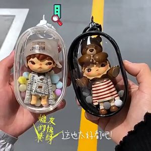 Clear Doll Display Bag Dustproof Collectibles Storage Case Keychain Transparent Pouch Box Portable Cable Storage Bag
