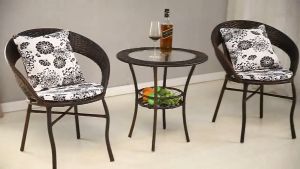 เก้าอี้หวาย ชุดโต๊ะหวาย outdoor furniture ชุดเก้าอี้สนาม ชุดโต๊ะกาแฟ ชุดเก้าอี้สวน โต๊ะนั่งในสวน แข็งแรง ทนแดด ทนฝน รับน้ำหนักได้ 200 กก เก็บเงินปลายทาง