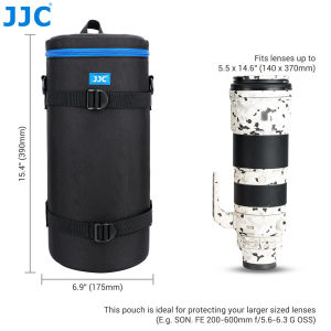 JJC | JJC Large Thick Camera Lens Pouch Case for Nikon 180-600mm 600mm F6.3 Sony 200-600mm Zoom Lens Canon RF 200-800mm F6.3-9 IS USM