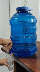 ถังน้ำดื่ม PET เกรด A ถังปากกว้างแบบมีก๊อก ขนาด 20 ลิตร สีน้ำเงิน