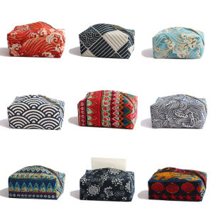 Car Ethnic Style Red Festive Cute Tissue Box Cover Fabric Art Living Room Dining Table Cloth Art Pull Tissue Box Rectangular Shape