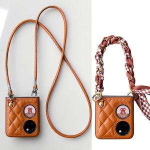 Luxury Fashion Leather Crossbody Phone Case for Huawei Pocket2 Foldable Screen Anti-Fall Long Strap Silk Scarf Elegant Womens New Model