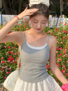 Womens Lace Strap Vest Integrated Pad Sleeveless Backless Top Summer 2025 New Style MiiOW Cat Person Casual Wear Base Shirt