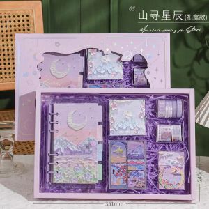 Quà tặng năm mới Sổ tay Bộ Trường Học Bộ hộp quà tặng theo phong cách retro Bộ sổ tay đáng yêu sổ nhật ký nhãn dán sinh viên trường học Bộ Quà Tặng máy tính xách tay