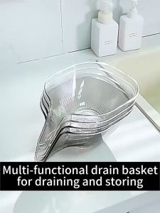 Drain Basket Multifunctional Draining Basket Draining Basket Funnel Drainage Basket Funnel Household Kitchen Sink Vegetable Fruit Draining Basket Vegetable Basin Kitchen Creative Fruit Plate Fruit Washing