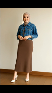 Set Dress Scuba Premium + Jaket Jeans Wash Snowblue/Snowblack