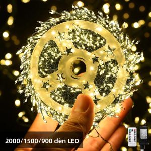 Đèn Chuỗi LED Hình Pháo Giấy Có Điều Khiển Từ Xa Đèn Trang Trí Halloween Đèn Tiên Cho Đám Cưới Tiệc Tùng Trang Trí Giáng Sinh Nguồn Điện EU/US 3000mm