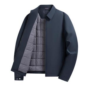 Lormen Mens Short Collared Cotton Jacket Warmth Enhanced Winter New Style Middle-Aged Dad Clothes Outerwear Polyester Fiber