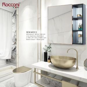 RCN MC012 Stainless Steel Mirror Cabinet Matte Black + Rose Gold