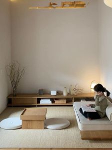 Scandinavian Modern Japanese Style Living Room Tatami Solid Wood Sofa Minimalist Homestay Hotel Double Three-Seat Ash Wood Sofa