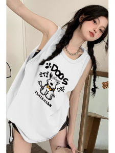 Áo Thun Cotton Không Tay Cổ Tròn Dáng Rộng Thoải Mái Mùa Hè 2025 Cho Nữ Áo Thun Cotton Nguyên Chất Không Tay Thể Thao Áo Thun Nữ