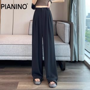 สูง เอว น้ําแข็ง ผ้าไหม ขากว้าง กางเกง ผู้หญิง ฤดูร้อน บางตรง ลำลอง กางเกงขายาว หลวม สไตล์เดรป ทันสมัย และสบาย