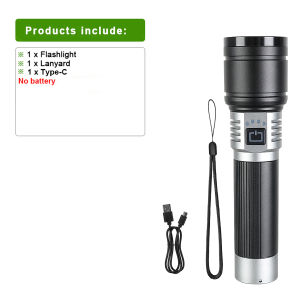 New Super Bright Aluminum Alloy LED Flashlight Outdoor USB C Rechargeable Telescopic Zoom Long Runtime for Climbing Torch