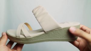 DENZEL Sandal Wedges Wanita Cream Premium DZ 168