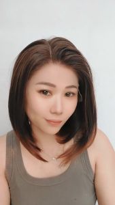 Ryuuta Wig Deep Part Half Lace Wig Bob Panjang Clara Hitam Coklat 16 inch 40 cm