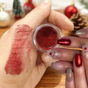 1Pc Festival Red Mirror Chrome Nail Powder Metallic Effect Pigment Dust Valentines Day WeddingParty Rubbing Dust Manicure Decor