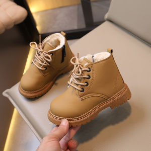 Boys Cotton Shoes Winter Fleece-lined Thickened Baby Martin Boots Cotton Waterproof Non Slip Childrens Snow Boots Girls Boots