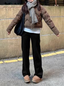 High Waist Straight Leg Black Jeans Womens plus Size Loose Wide Leg Long Pants Pear Shape Body Slimming Autumn New Style