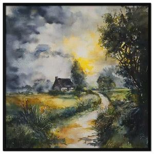 Tranh phong cảnh đồng quê màu nước.Tranh treo tường dán tườngsơn dầucanvastrang trí.CGI-1737