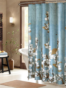 European Style Thickened Polyester Bathroom Curtain Waterproof Mold Proof No Drilling Required High End Waterproof Cloth Partition Curtain