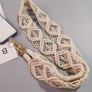 Hand-Woven Long Crossbody Phone Lanyard - Ins-Style Hollow-Out Simple & Stylish Durable Versatile Bag Strap