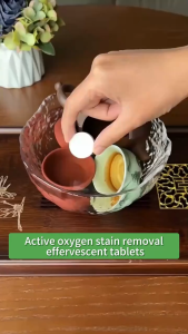 10pcs/box Multi-Purpose Oxygen Descaling Cleaner Active Oxygen Descaling Bubble Tea Stain Cleaning Agent Water Cup Washing Machine Effervescent Tablets Tea Cup Effervescent Tablets  活氧除垢泡泡乐小苏打泡腾片