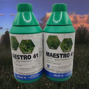 1Liter MAESTRO 41 Glyphosate 41% Kelas 3 Herbicide Racun Rumput Pokok Getah Sawit Mangga Kelapa Kopi Koko Ketahanan 3-4 Bulan
