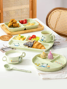 Bát Ăn Sáng Hình Chữ Nhật Bằng Gốm Có Ngăn Chia Thức Ăn Hoạt Hình Cho Trẻ Em Và Người Lớn Bát Ăn Sáng Giảm Béo Pachat Dog High Value