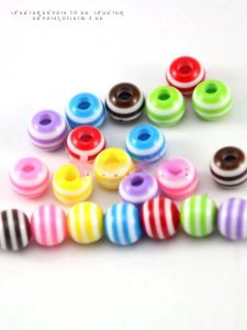 ลูกปัดเรซิ่นลายทางขนาด 10 มม. ลูกปัดรูขนาด 3 มม. อุปกรณ์ทำเครื่องประดับ DIY ลูกปัดสุดท้ายสำหรับงานทอ