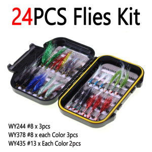 24PCS Minnow Flies Kit Epoxy 3D Fish Eye Minnow Wounded Minnow Fly Set Baitfish Streamer Trout Bass Steelhead Fly Fishing Lures