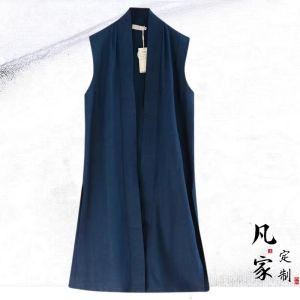 Premium Custom-Made Linen Cotton Blouse Chinese-Style Qipao Vest Long Vest Outerwear Monks Clothing for Men