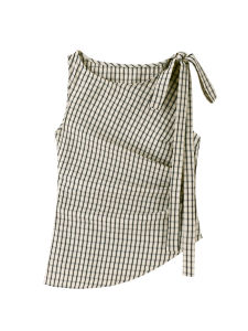YIFENGXIN | Neck-tied Plaid Wrap Waist Irregular Hem Tank Top Blouse