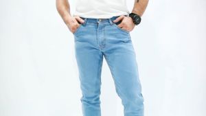 Gizmo - Denim Pants Slimfit Blue Bleach Jeans Stretch