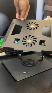 Laptop Stand 360 Rotatable Carbon Steel Tablet Cooling Stand with Folding Fan Radiator Support