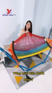 Bộ võng xếp Hàn Quốc baby mini cho em bé Như Ý chịu lực 150kg lưới võng trẻ em gấp gọn màu sắc rất đẹp dễ thương