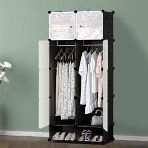 Economic Modern Plastic Wardrobe Simple Assembly Steel Frame Storage Cabinet Single Person Dormitory Closet Organizer