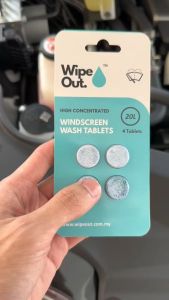 WipeOut High Concentrated Windscreen Wash Tablet / Wiper Fluid / Windshield Cleaner / Pencuci Cermin (4 Tablets Pack)