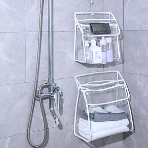 【SG】Bathroom Storage Bag Bathroom Waterproof Transparent Hanging Storage Bag Wall Hanging PVC Organizer Towel Clothes Storage Bags