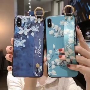 Floral Luxurious Wrist Strap Built-In Kickstand for Samsung Galaxy Phone Case with S21/ S21+/ S21 U/ S22/ S22+/ S22 U