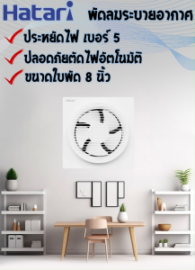 Hatari พัดลมดูดอากาศ ติดผนัง ใบพัด 8 นิ้ว ฮาตาริ รุ่น VW20M1 มีหน้ากากตะแกรง