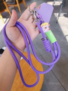 สายรัดโทรศัพท์มือถือแบบยาว ทำจากผ้าถักมือ สายสะพายข้างแบบปรับได้สำหรับผู้ชายและผู้หญิง ปendentive ลายการ์ตูน ทนทานและแข็งแรง