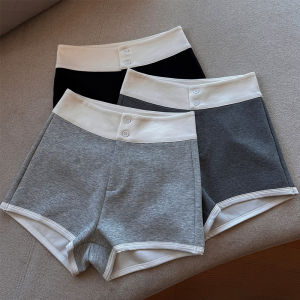 Korean Style High Waist Color Block Sports Shorts Womens Summer 2025 Slimming Hot Pants Casual Cotton Tight Fit Pants