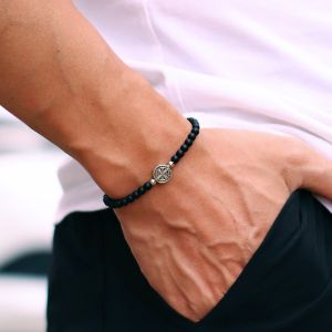 Trendy Jesus Cross Beaded Bracelet Men Apparel Accessories Natural Stone Strand Amulet Braslet Healing Leisure Hombre Jewelry