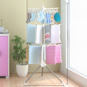 Stainless Steel Clothesline Stand Foldable Extendable Free-Standing Balcony Quilt Drying Clothes Towel Rack Home Storage Organizer
